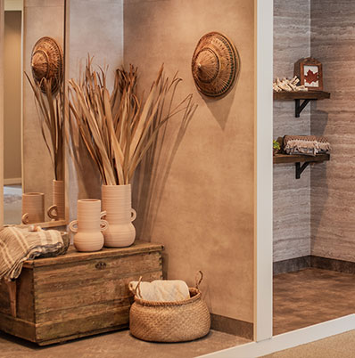 DO Golvs showroom med olika golvmaterial